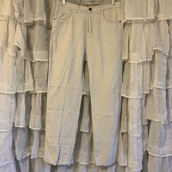 amiani Other - Amiani linen blend silver gray straight leg trousers